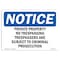 Signmission OSHA Notice Sign, 10" Height, 14" Width, Private Property No Trespassing Trespassers Sign, Landscape OS-NS-D-1014-L-17855 - alternate 1